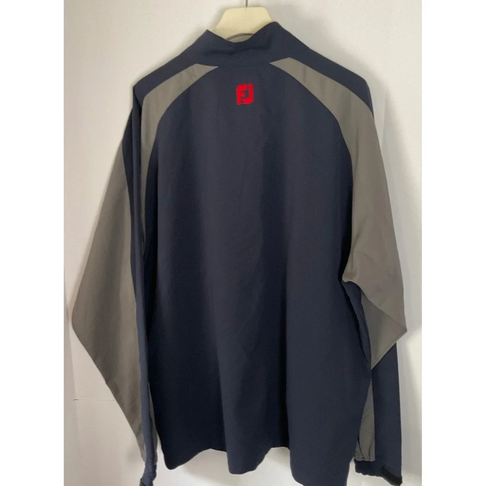 FootJoy Mens XL Navy Grey Quarter Zip Golf Windbreaker Pullover Jacket Pockets